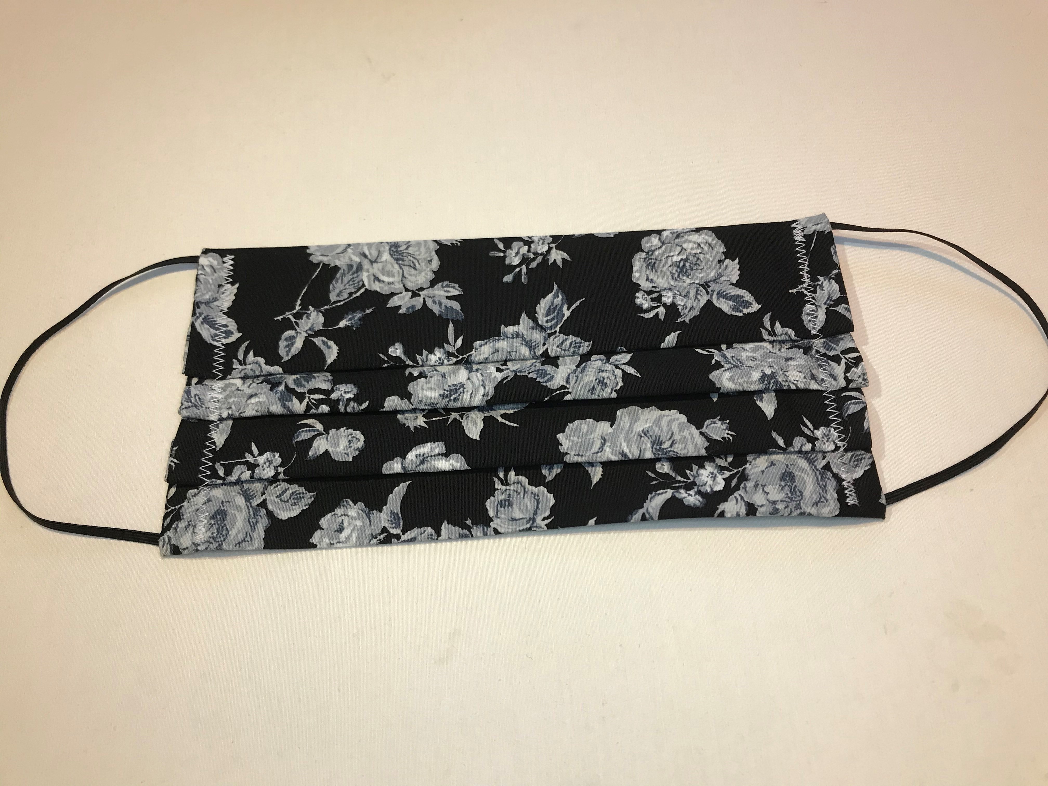 Adult Face Mask – Black Grey Floral
