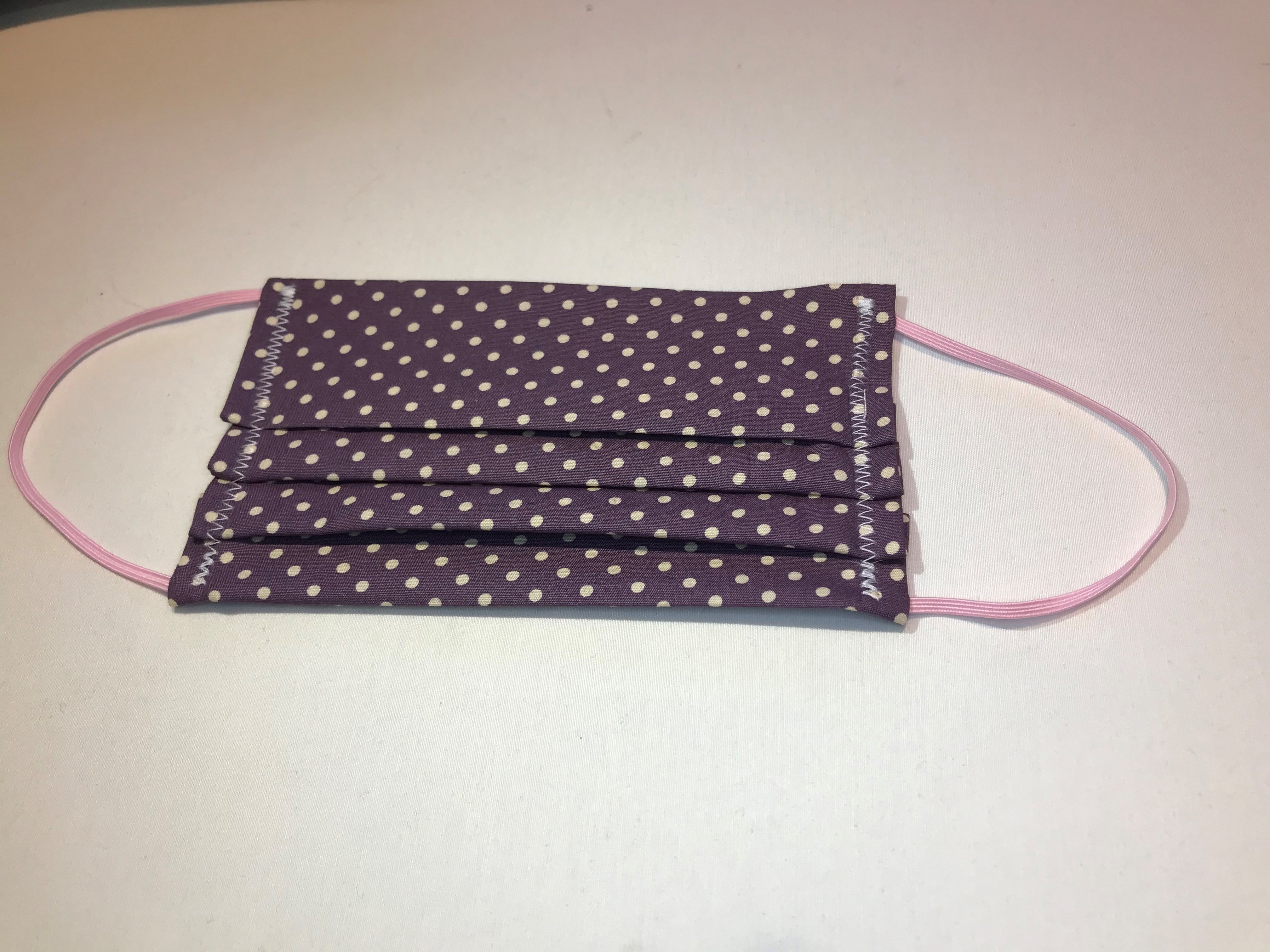 Child's Face Mask Mauve Cream Polka Moor Sewing