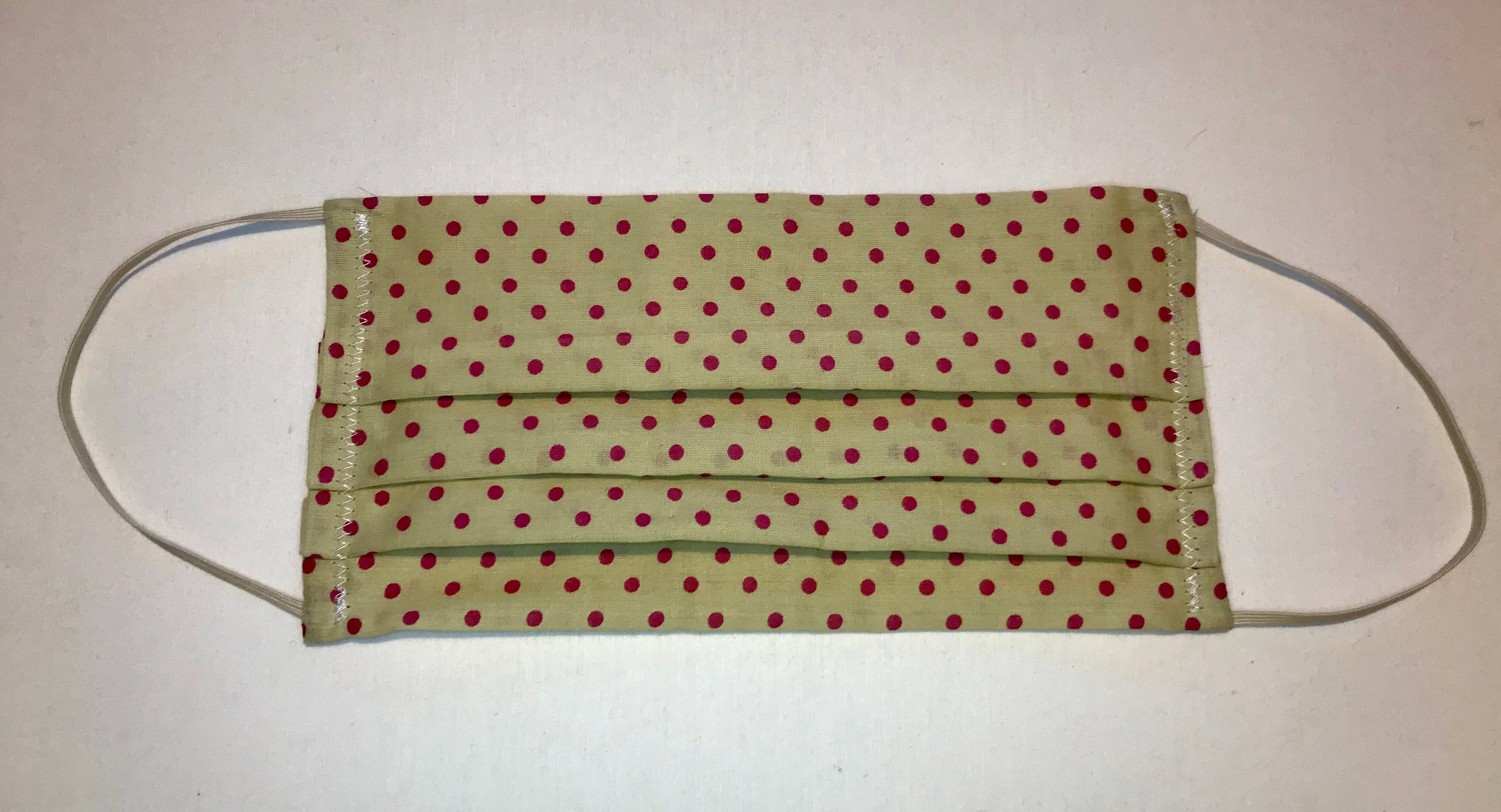 Adult Face Mask – Cream/Pink Polka dot